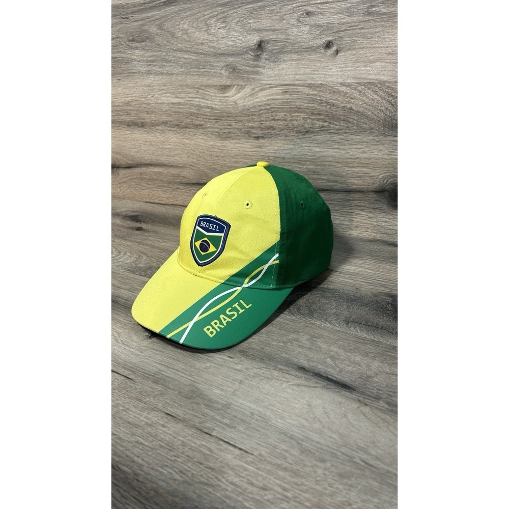 Brasil Hat Green Yellow Soccer Futbol Strap Back Adjustable Cap Flag Embroidered